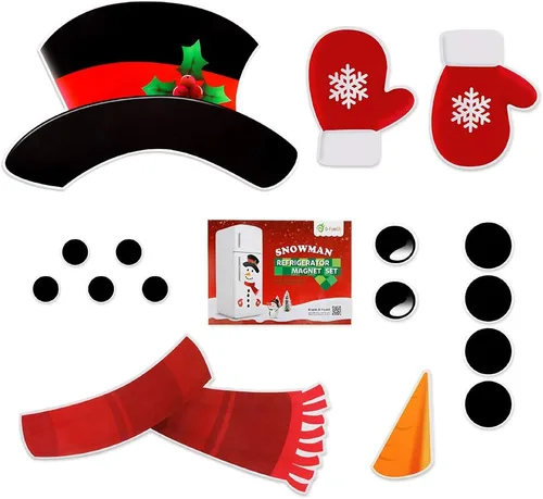 Vista 9 de D-FantiX Juego de 16 imanes de Navidad para refrigerador, diseño de muñeco de nieve, bonitos y divertidos imanes para refrigerador, decoraciones