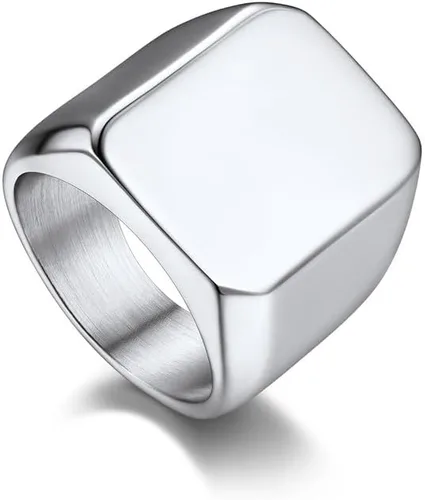 Vista 18 de Bandmax Anillos de sello para hombre, acero inoxidable, chapado en oro de 14 quilates, negro, minimalista, simple, anillo para hombres y mujeres