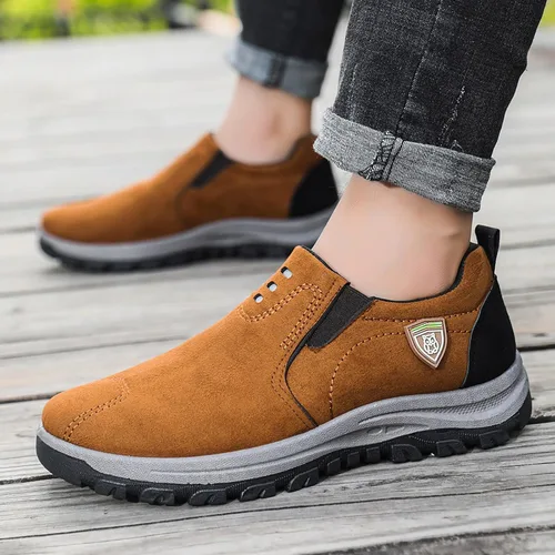 Vista 4 de APQAIKV Zapatos de senderismo para hombre, zapatos deportivos de gamuza de moda para exteriores, zapatos deportivos casuales de color puro, botas