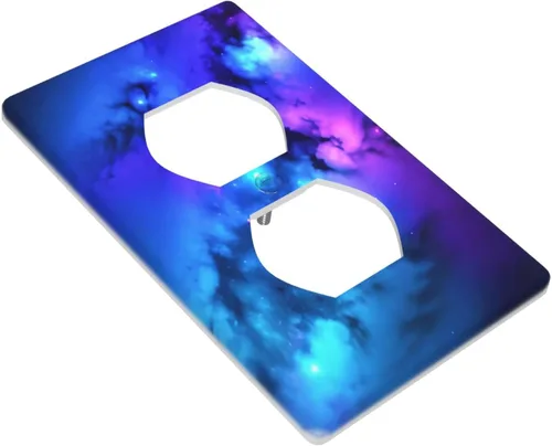 Vista 2 de Cubierta de placa de pared para interruptor de luz dúplex individual Galaxy para el hogar, dormitorio, cocina, decorativo, 4.5 x 2.76 pulgadas