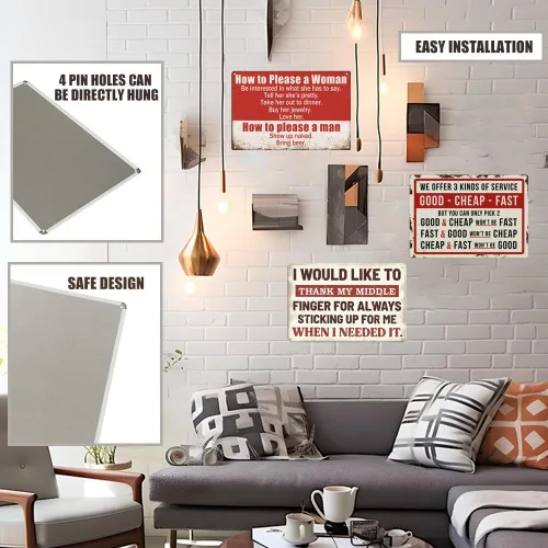 Vista 5 de Letrero retro de metal, bueno, barato, rápido, divertido, para hombre, cueva, garaje, tienda, regalo de cumpleaños, día del padre, decoración para 18