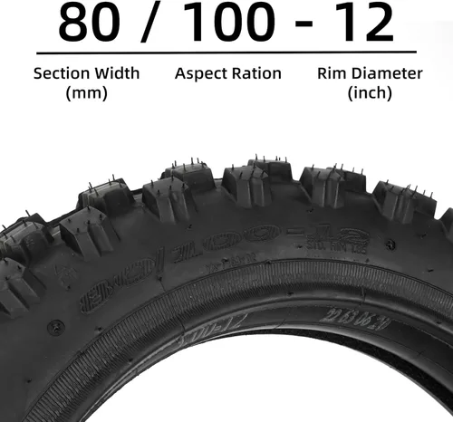 Vista 3 de 3.00-12 80/100-12 Neumático Trasero con Juego de Tubo Interior para KLX110 DRZ110 CRF70 CRF110F RM65 KX65 PW80 TTR90 TTR110 KX65 CRF SSR KX110 JR80