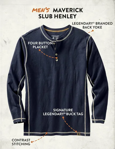 Vista 5 de Legendary Whitetails - Camiseta estilo Henley de Maverick Slub para hombre