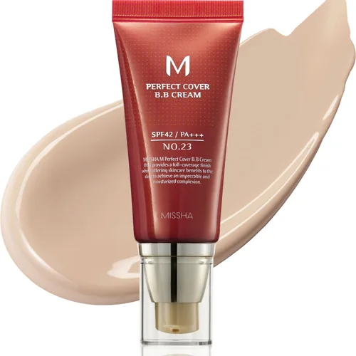Vista 10 de MISSHA M Perfect Cover BB Cream No 31. Beige dorado - Medio/bronceado con subtono neutro SPF 42 PA +++ 1.69 fl oz - Hidratante teñido con SPF