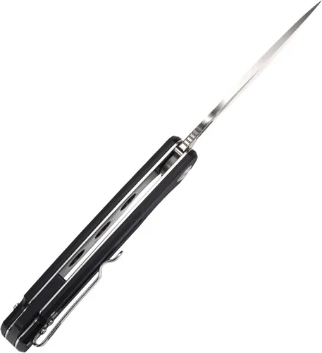 Vista 7 de Sitivien Cuchillo plegable ST137, hoja de satén D2, mango G10, cuchillo de herramienta EDC para senderismo al aire libre, camping, pesca (negro)