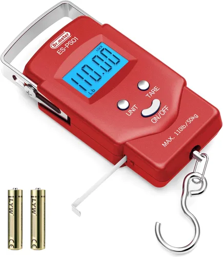 Vista 10 de Dr.meter Báscula de Pescado Báscula de Equipaje Equipo de Pesca - 110lb Pantalla LCD Digital Retroiluminada con Cinta Métrica Incorporada - Báscula