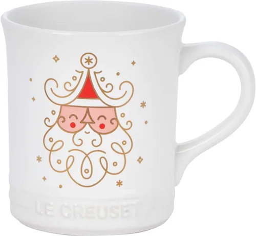 Vista 9 de Le Creuset - Taza de cerámica de la colección Noel: Reno, 14 onzas, blanco con aplicación Noel Collection