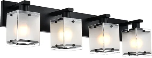 Vista 15 de Iluminación de aplique de pared de 2 luces con base de bombilla E26, lámpara de tocador de baño moderna de níquel cepillado para sobre espejo