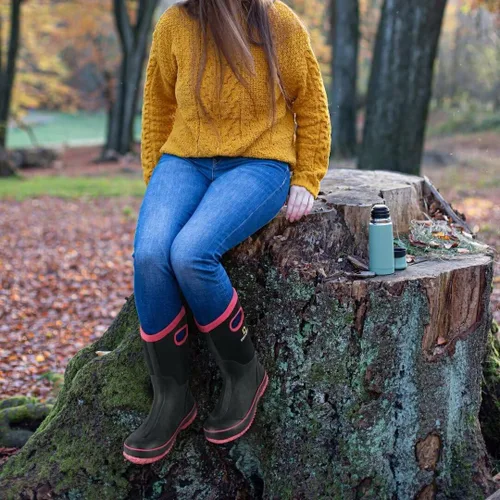 Vista 6 de D DRYCODE Rubber Boots for Women, Rain Boots with Warm Neoprene, Waterproof Mid Calf Mud Insulated Work Boots for Womens Gardening, Farming