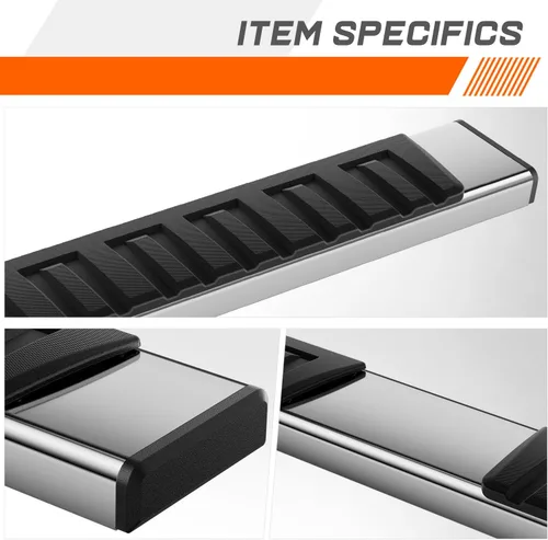 Vista 7 de [Par] Barras de estribo lateral de 17,1 cm de acero inoxidable cromado compatibles con 19-24 Chevy Silverado/GMC Sierra Crew Cab