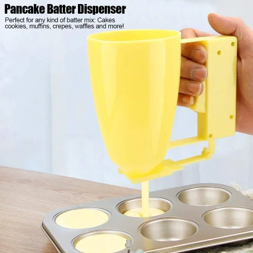 Vista 4 de Dispensador de masa para panqueques y cupcakes, herramienta de hornear fácil de verter para panqueques, cupcakes, waffles, mezcla de muffins
