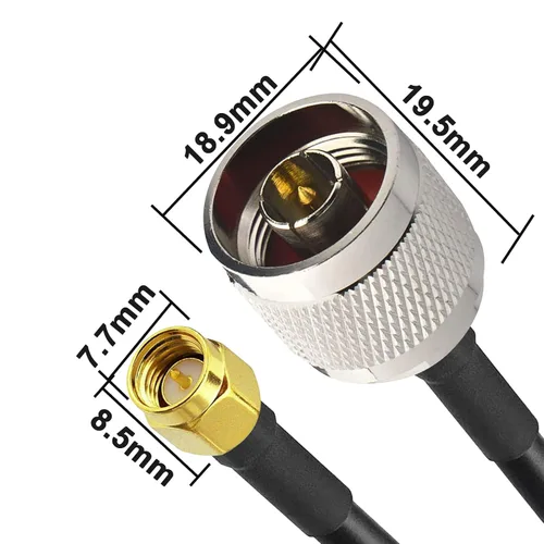Vista 5 de Cable N macho a macho SMA de 49,2 pies, cable coaxial RG58 de 50