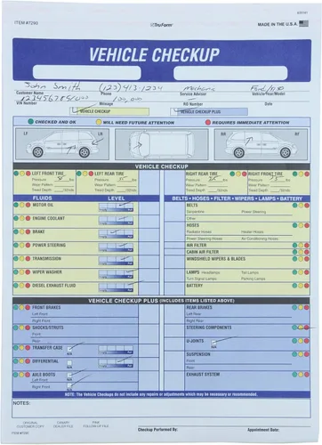Vista 8 de SSWBasics Formulario de inspección de vehículos de 17/27 puntos, 8 1/2 pulgadas de alto x 11 pulgadas de ancho, paquete de 100