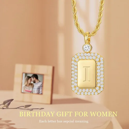 Vista 2 de Collar con inicial de oro para el día de San Valentín para mujer, collar con letra para ella, regalo de cumpleaños para amigos, collar con dije