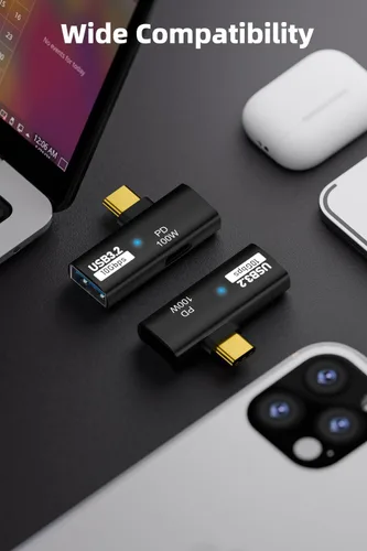 Vista 6 de AreMe - Adaptador USB C a USB 3.2 2 en 1 con puerto de carga de 100 W, color negro Convertidor OTG Thunderbolt 4/3 para Rog Ally, Steam Deck