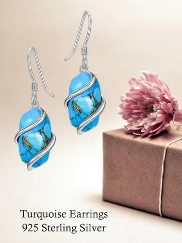 Vista 3 de Regalos para mujer, aretes de plata de ley 925 para mujer, delicados aretes colgantes de piedra ovalada, joyería fina, regalos para el día de San