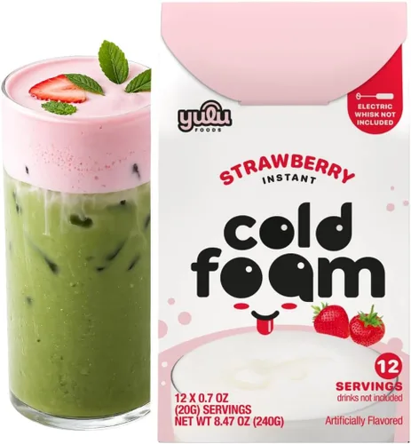 Vista 14 de YULU FOODS Palitos de espuma fría instantánea de lavanda (12 porciones, 8.47 oz) Espuma fría floral sin lácteos para café helado, té y matcha