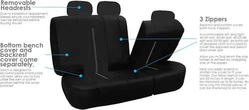 Vista 4 de Set completo fundas para asiento de coche FH Group, Negro