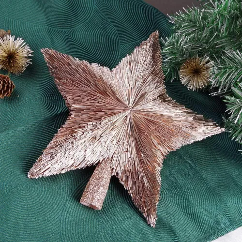 Vista 3 de Adorno pequeño para la punta del árbol de Navidad – Estrella rosa para la punta del árbol de Navidad – Adornos rosas para la punta de árboles