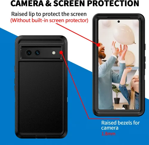 Vista 4 de Funda para Google Pixel 7a 5G, Pixel 7a Funda de teléfono resistente a prueba de golpes a prueba de polvo resistente Defender Protective, 3 en 1