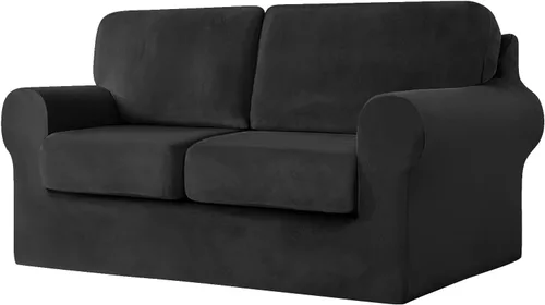 Vista 23 de Funda de sofá con fundas de cojín de asiento separadas y fundas de respaldo, fundas elásticas para sofá, fundas protectoras de terciopelo