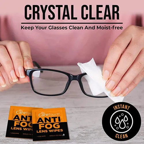 Vista 4 de Care Touch Toallitas antivaho para gafas, 100 toallitas para lentes envueltas individualmente (paquete de 2)