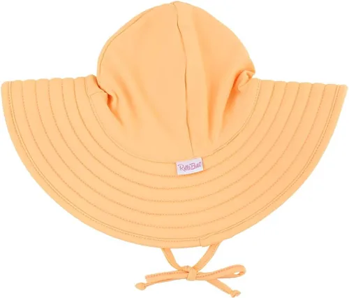 Vista 24 de RuffleButts® - Sombrero de playa con visera ancha y protección solar UPF 50+ para bebés y niñas 80% Nylon 20% Spandex, Reversible Polka Dots Banana