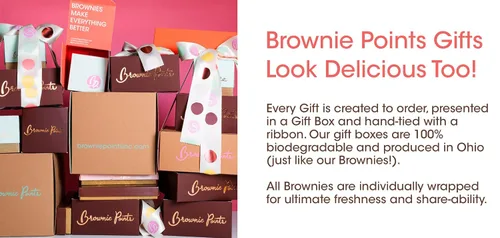 Vista 4 de Brownie Points Brownies para bebé, 75 ingredientes envueltos individualmente, ingredientes finos y frescos, caja de regalo y cestas de regalo
