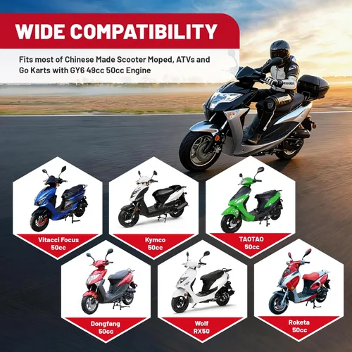 Vista 7 de NIMTEK GY6 - Carburador de 50 cc para scooter de 49 cc, 50 cc, GY6, 4 tiempos, Taotao, Go Kart, ciclomotor, PD18J, carburador 139QMB con colector