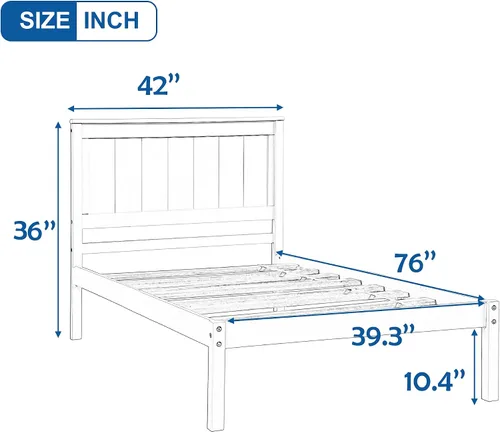 Vista 2 de Harper & Bright Designs Base de cama de madera de tamaño individual con cabecero y estribo, no necesita somier, espresso
