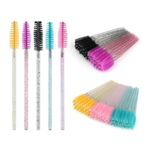 Vista 14 de G2PLUS 50 cepillos de rímel de pestañas, carretes de pestañas desechables, varitas de rímel de cristal flexibles para extensiones de pestañas, aseo