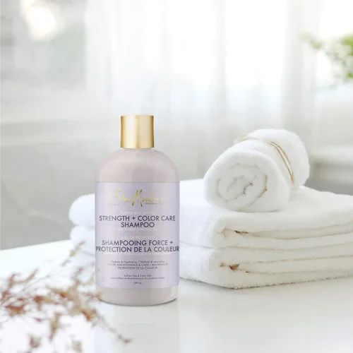 Vista 2 de SheaMoisture - Champú para el cuidado del color y el agua de arroz morado para cabello dañado, 13.5 onzas líquidas