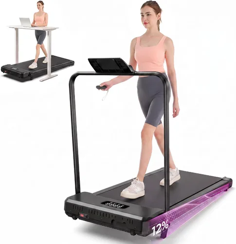 Vista 10 de ANCHEER Walking Pad with Handle Bar, 3.0HP Foldable Walking Pad Treadmill with 12% Incline, 320 LBS Portable Treadmill with Shock Absorption for