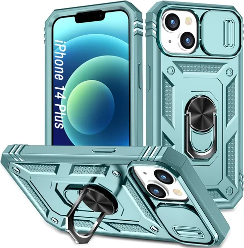 Vista 30 de Funda para iPhone 14, a prueba de golpes, resistente a los impactos, con lente deslizante protectora para iPhone 14 (6.1 pulgadas) (azul)