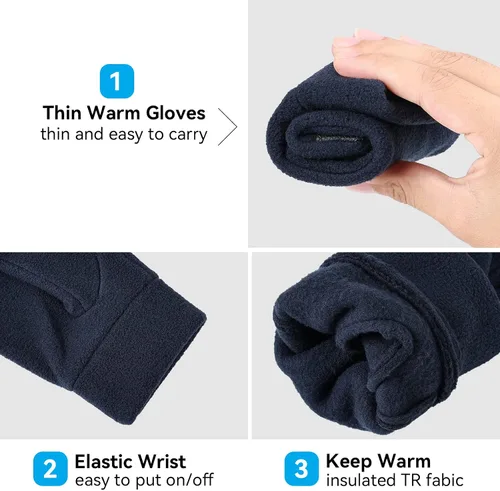 Vista 3 de OZERO Guantes de invierno para hombre y mujer Pantalla táctil Térmica Polar Polar Guante Cálido para Correr Conducción Bicicleta Ciclismo