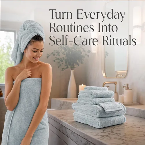 Vista 8 de Delilah Home Toallas de baño de algodón turco, suaves y absorbentes, 100% orgánicas, tejido grueso de 700 GSM, suaves para pieles sensibles, 6