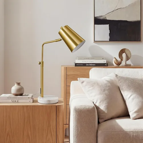 Vista 7 de VONLUCE Lámpara de escritorio dorada con bombilla LED ajustable, lámpara