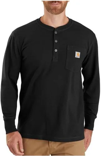 Vista 2 de Carhartt Camisa térmica Henley de ajuste relajado y manga larga para hombre Negro