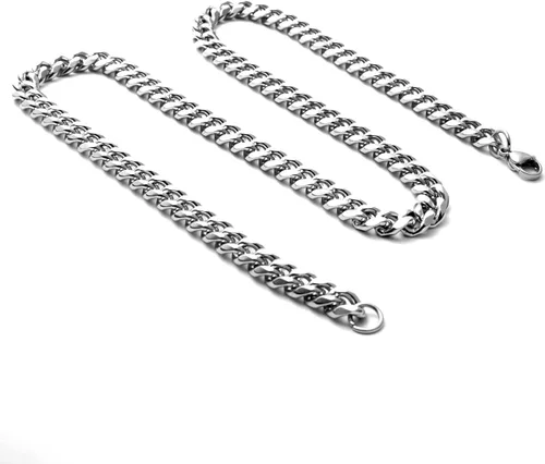 Vista 8 de OURSHYNE Collares de cadena de eslabones cubanos de acero inoxidable plateado para hombres joyería simple regalo para hombres mujeres niños y niñas