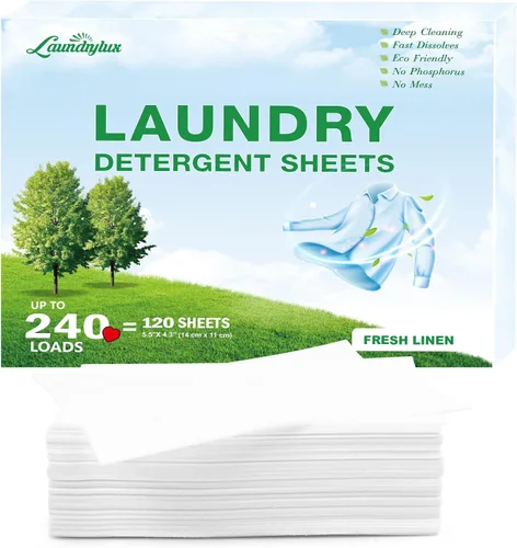 Vista 11 de Hoja de detergente para ropa, tiras de lavado ecológicas e hipoalergénicas Ingredientes naturales, ultraconcentrados, listos para viajar, sin