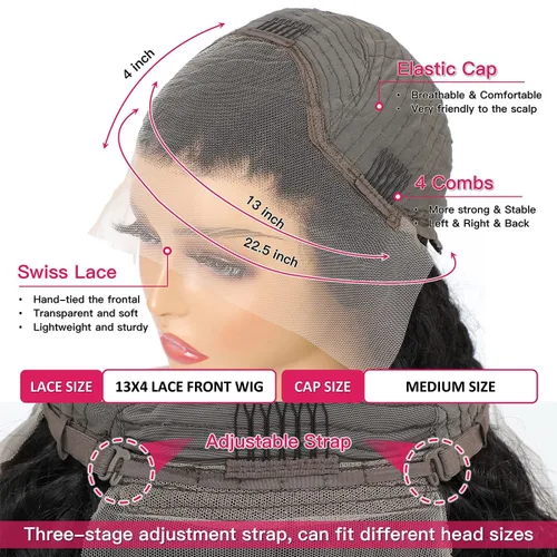 Vista 4 de Tandovee Peluca de cabello humano rizado profundo transparente HD, sin pegamento, con encaje frontal, prearrancado, densidad del 180%, cabello