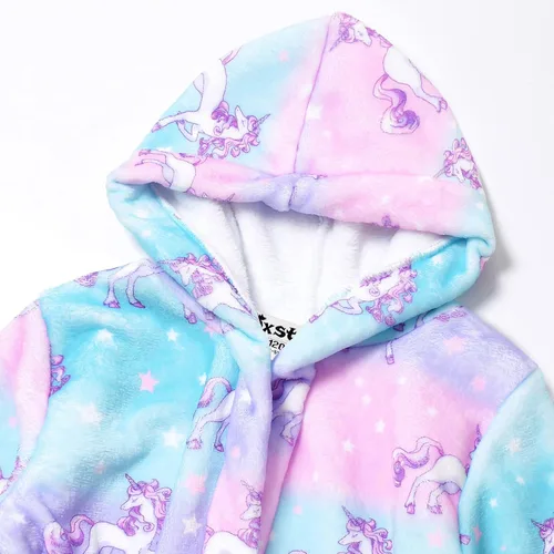 Vista 3 de Jxstar Bata de baño para niñas y muñecas a juego con ropa de dormir de felpa de forro polar