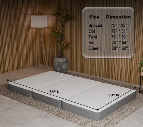 Vista 4 de Treaton, Colchón de piso portátil de espuma viscoelástica de gel triple plegable