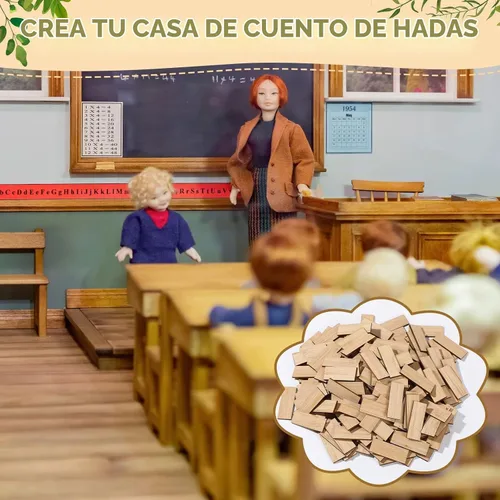 Vista 5 de Sintuff 200 mini tablas de madera para casa de muñecas a escala 1:12, beige