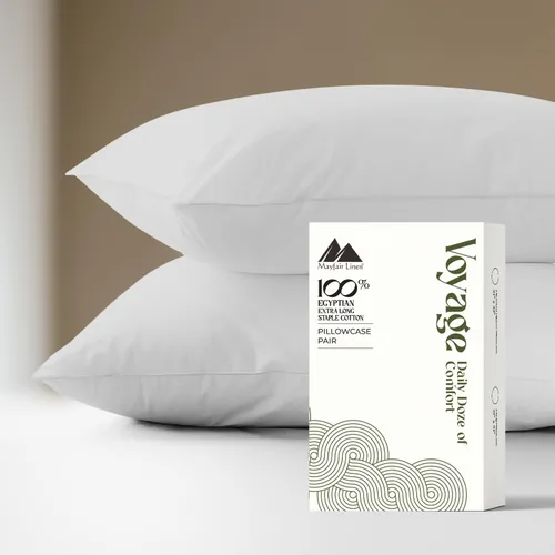 Vista 12 de Mayfair Linen Voyage Collection - Juego de 4 fundas de almohada de algodón egipcio de lujo de la serie 600, color blanco, suaves, refrescantes