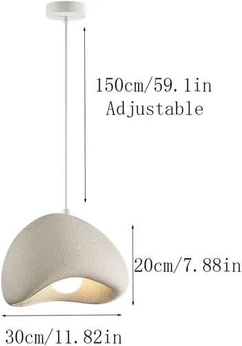 Vista 4 de Lámparas colgantes japonesas de poliestireno Wabi-Sabi, lámpara colgante de resina estilo retro nórdico estilo granja, 59.1 pulgadas de altura