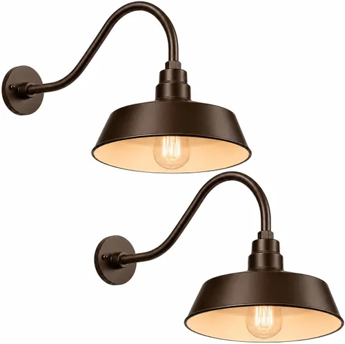 Vista 19 de 14 pulgadas. RLM Warehouse - Pantalla con brazo de cuello de cisne y bombilla Led A19 5000K de 9W Negro satinado (paquete de 1)