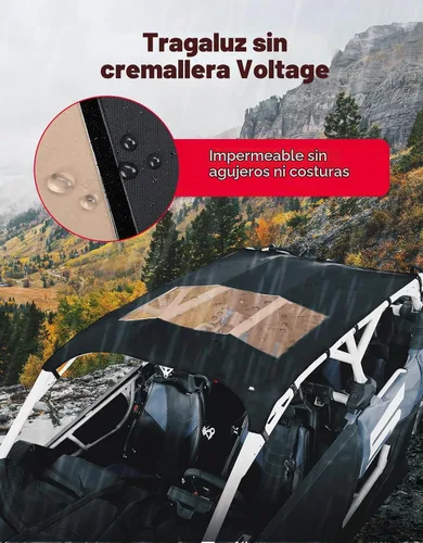 Vista 4 de KEMIMOTO X3 Max - Techo de PVC compatible con Can Am Maverick X3 Max Deflectores X3 Roof Top Sun Visor Impermeable Resistente a la Fricción Bimini