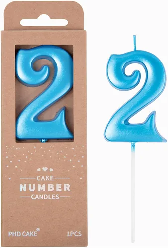 Vista 24 de PHD CAKE Velas de cumpleaños número 0 azul elegante de 2.76 pulgadas, velas de número azul, velas de número para pastel, celebración de fiesta