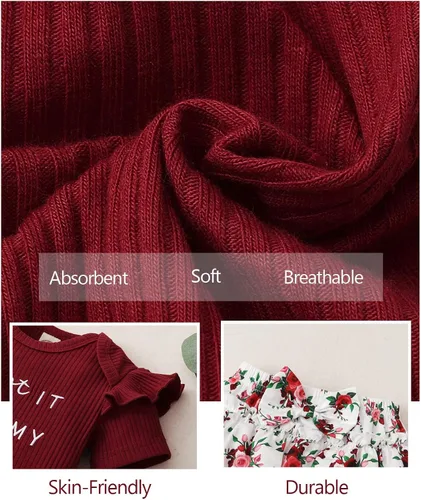 Vista 5 de Conjunto de ropa para bebé recién nacido conjunto de pantalones cortos florales de verano linda ropa de bebé niña